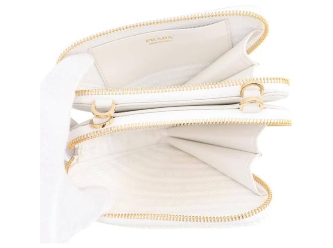 Prada Saffiano Triangle Mini Pouch Weiß - Ansicht 6
