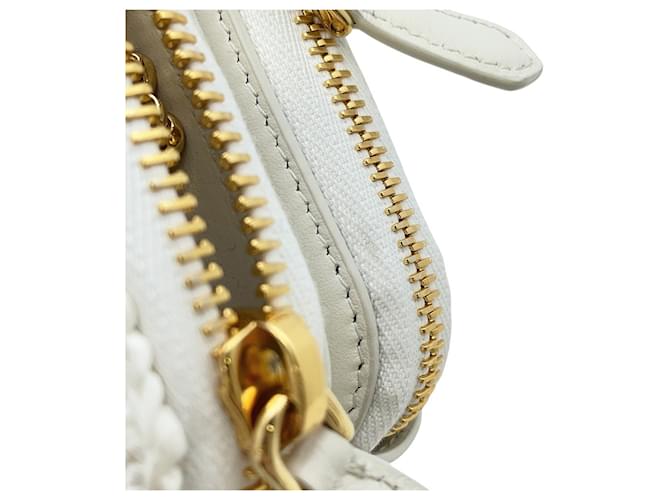 Prada Saffiano Triangle Mini Pouch Weiß - Ansicht 8