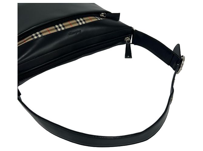 Borsa a tracolla in pelle e tela Burberry Nero - vista 5