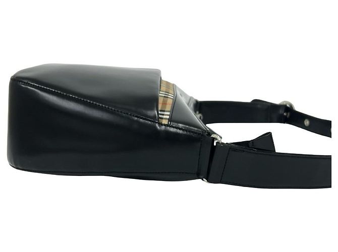 Borsa a tracolla in pelle e tela Burberry Nero - vista 7