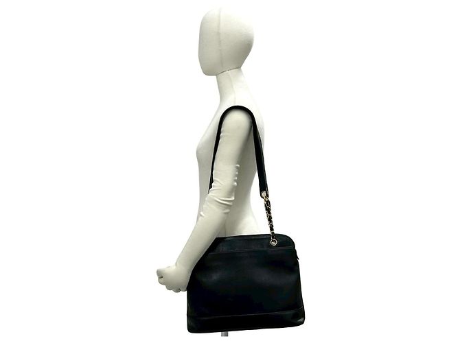 Borsa a tracolla in pelle con logo Chanel Classic Nero - vista 3