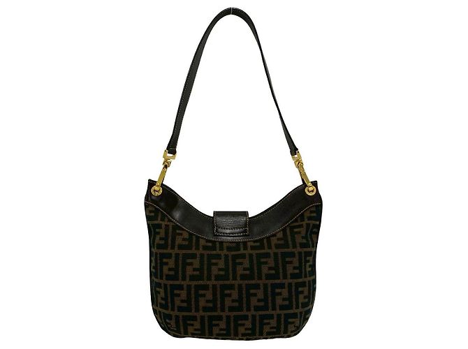 Fendi Zucca Canvas Leder Schultertasche Braun - Ansicht 4