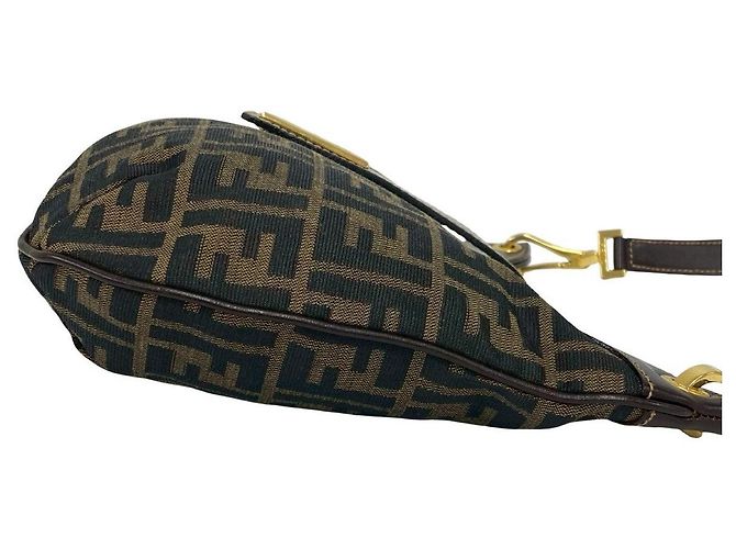 Fendi Zucca Canvas Leder Schultertasche Braun - Ansicht 7