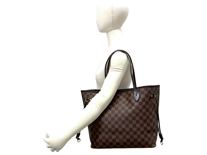 Borsa tote Louis Vuitton Neverfull Damier Marrone - vista 3