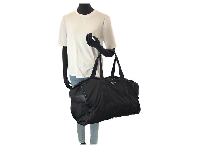 Borsa Boston Tessuto Saffiano Prada Nero - vista 7