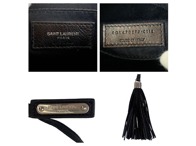 Yves Saint Laurent Bolsa de ombro em couro Saint Laurent Paris Preto - vista 10