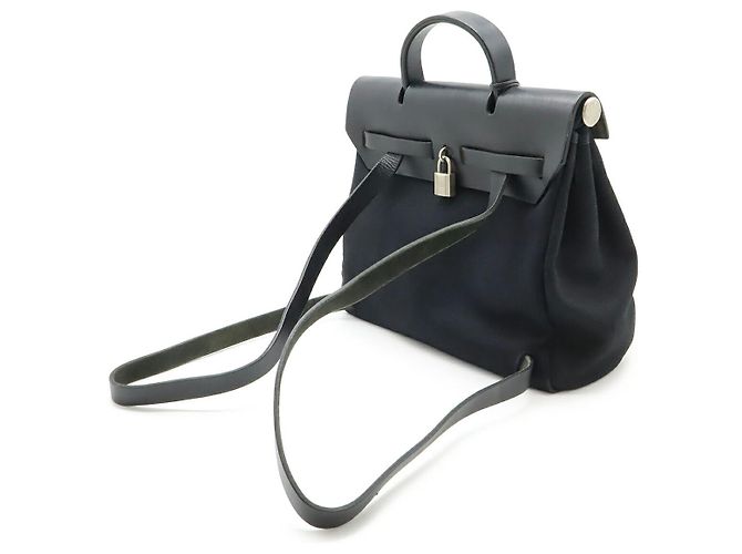 Hermès Hermes Herbag Ad PM Toile Officier Leather 2way Backpack Nero - vista 2