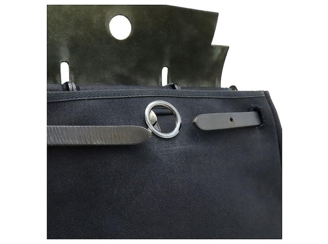 Hermès Hermes Herbag Ad PM Toile Officier Leather 2way Backpack Nero - vista 7