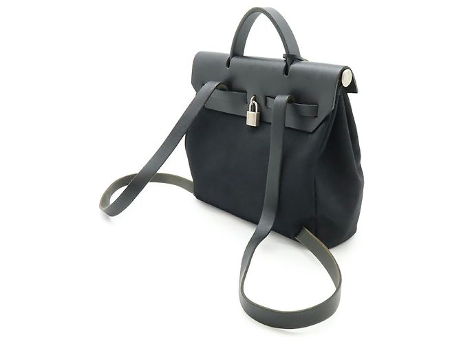 Hermès Borsa a 2 modi Hermes HerbagPM Toile Officier Leather Nero - vista 2