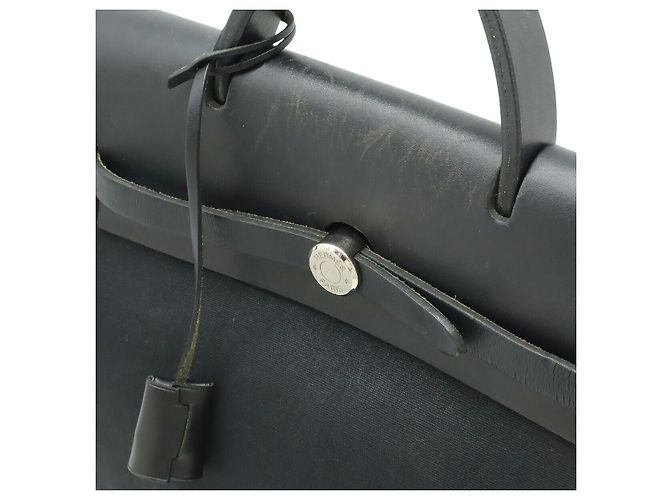 Hermès Borsa a 2 modi Hermes HerbagPM Toile Officier Leather Nero - vista 6