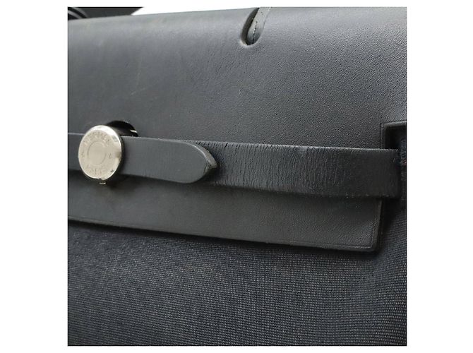 Hermès Borsa a 2 modi Hermes HerbagPM Toile Officier Leather Nero - vista 7