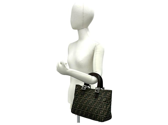 Fendi Zucca Canvas Leder Handtasche Braun - Ansicht 3