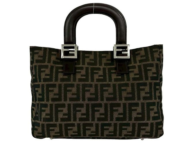 Fendi Zucca Canvas Leder Handtasche Braun - Ansicht 4