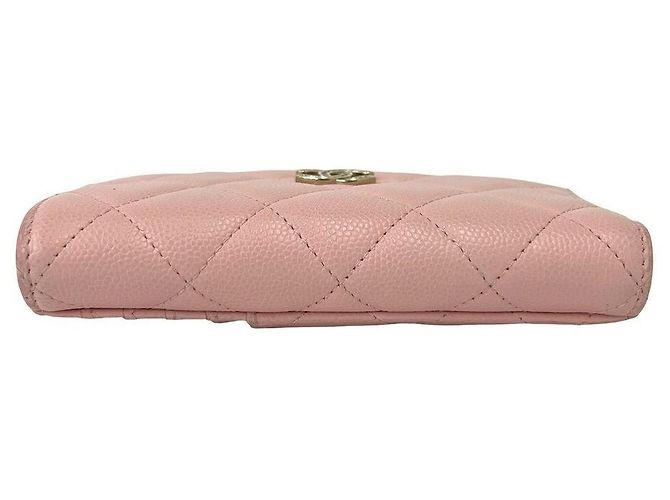 Porta-cartões e porta-moedas em couro caviar matelassê Chanel Rosa - vista 7