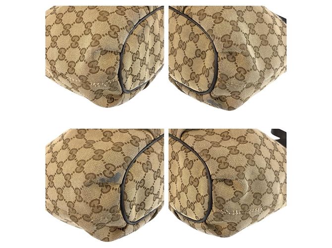 Gucci GG Canvas Leder Schultertasche Braun - Ansicht 4