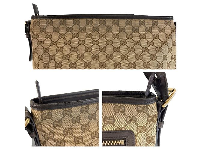 Gucci GG Canvas Leder Schultertasche Braun - Ansicht 6