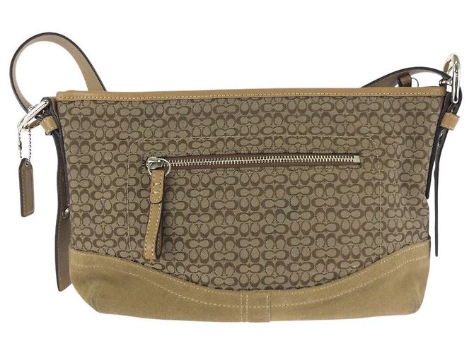 Bolso de hombro COACH en piel y lona Signature Mini Castaño Beige - vista 2
