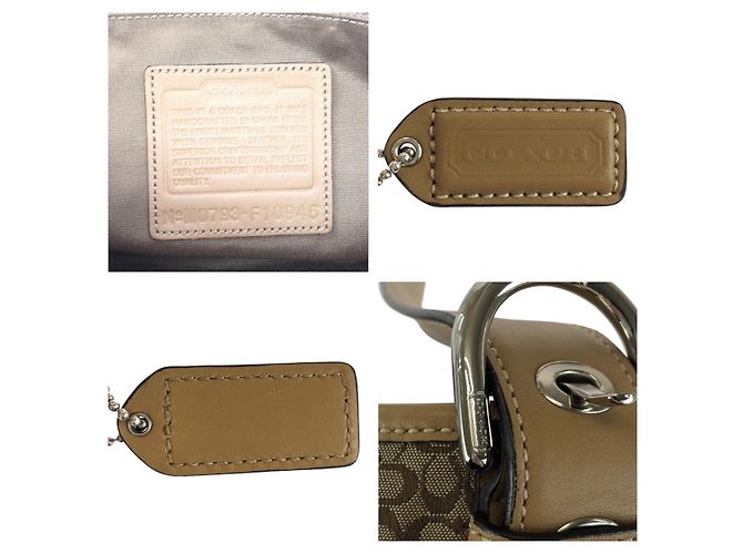 Bolso de hombro COACH en piel y lona Signature Mini Castaño Beige - vista 4