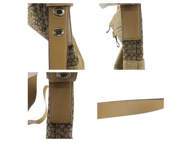 Bolso de hombro COACH en piel y lona Signature Mini Castaño Beige - vista 5