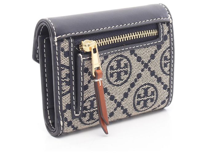 Tory Burch T Monogram Leder Trifold Wallet Blau - Ansicht 2
