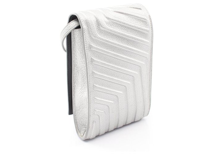 Borsa a tracolla per telefono in pelle Balenciaga Argento Metallico - vista 2