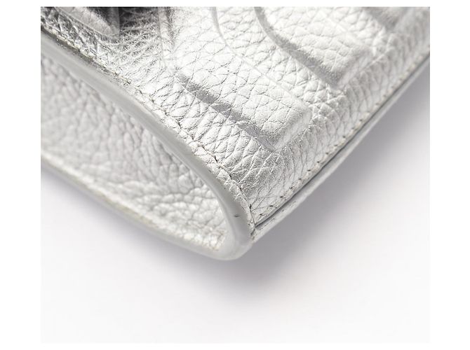 Borsa a tracolla per telefono in pelle Balenciaga Argento Metallico - vista 5