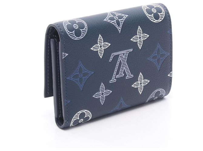 Louis Vuitton Victor Wallet Monogram Shadow Tri Fold Wallet Blue - view 2