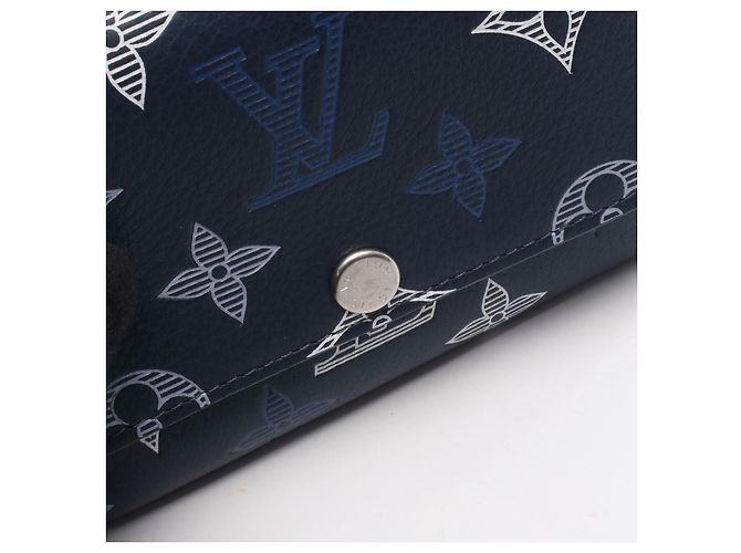Louis Vuitton Victor Wallet Monogram Shadow Tri Fold Wallet Blue - view 7