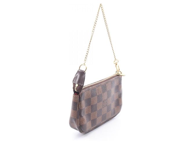 Borsa Louis Vuitton Mini Pochette Accessoires Damier Ebene Marrone - vista 2