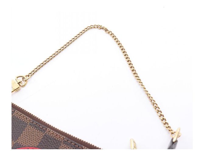 Borsa Louis Vuitton Mini Pochette Accessoires Damier Ebene Marrone - vista 7