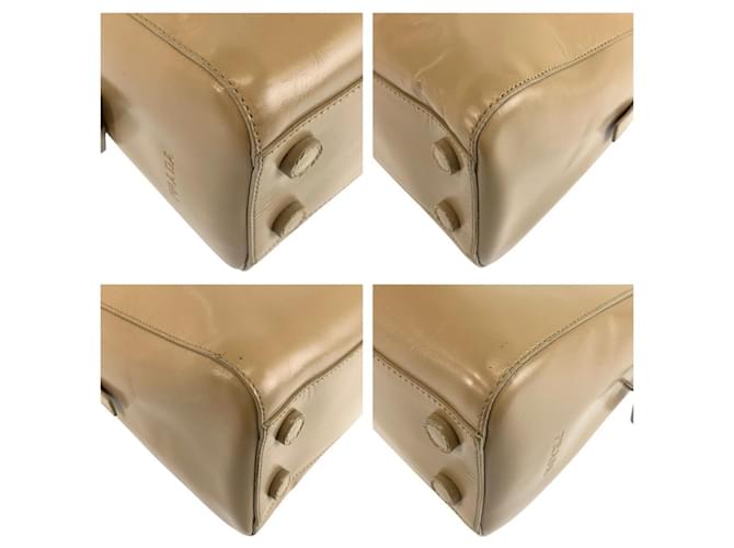 Borsa Tote in pelle Prada Marrone Beige - vista 4