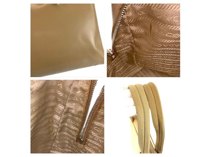 Borsa Tote in pelle Prada Marrone Beige - vista 6