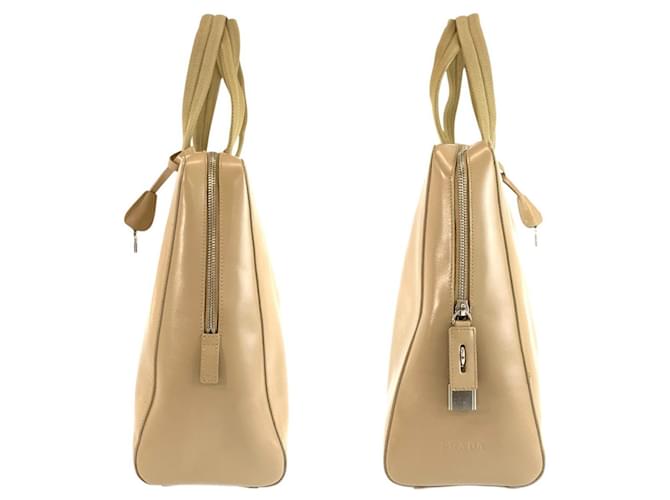 Borsa Tote in pelle Prada Marrone Beige - vista 8