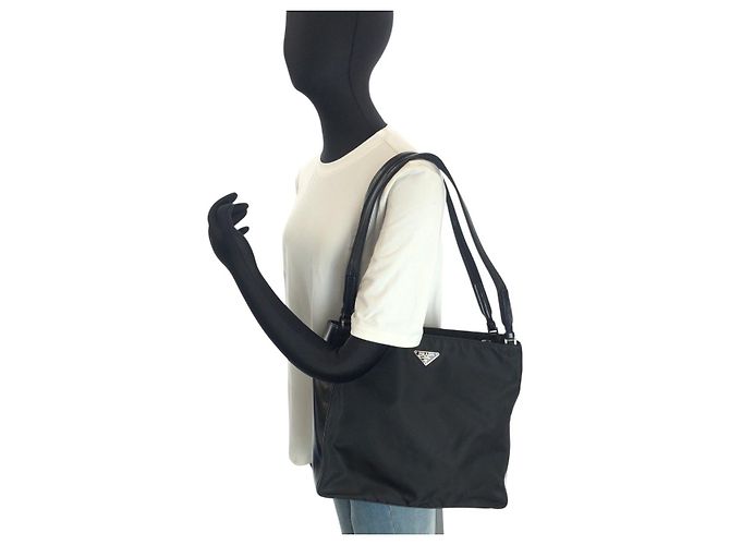 Tote Borsa a tracolla in nylon Tessuto PRADA Nero - vista 7