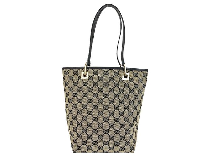 Gucci GG Canvas Leder Tote Bag Schwarz - Ansicht 2