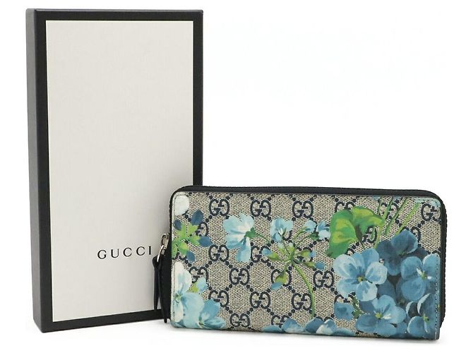 Portafoglio lungo Gucci GG Blooms GG Supreme Marrone Beige - vista 9