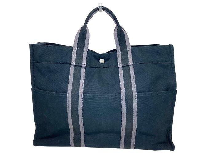 Hermès Bolsa Tote Hermes Fourre Tout MM em lona Preto - vista 2