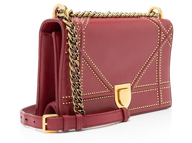 Piccola borsa a tracolla Diorama in pelle di vitello borchiata Dior Rosso - vista 2
