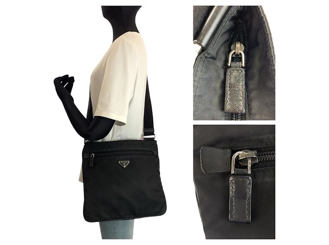 Borsa a tracolla in nylon Tessuto Prada Nero - vista 7