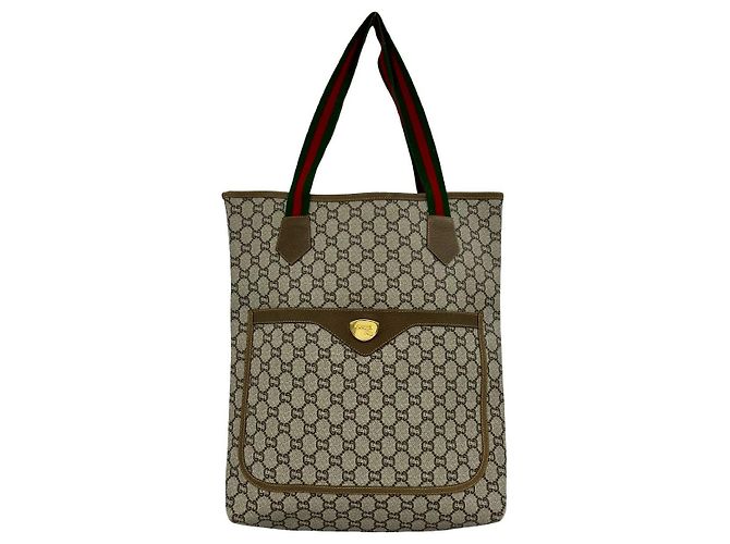 Borsa Tote Gucci in pelle e PVC Marrone - vista 2