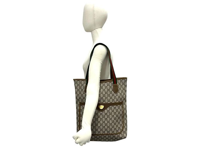 Borsa Tote Gucci in pelle e PVC Marrone - vista 3