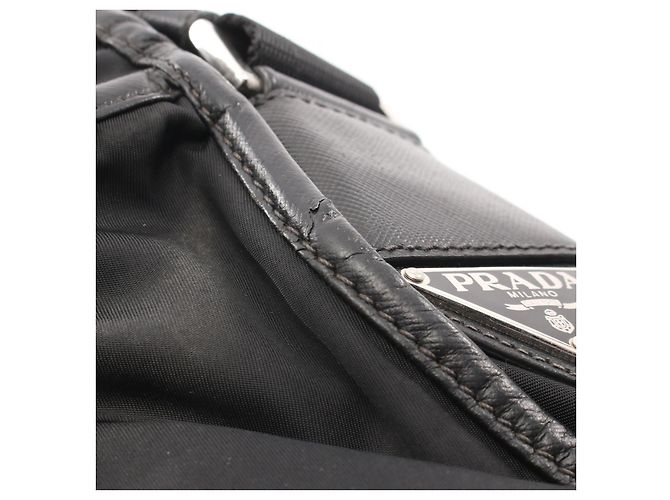 PRADA Schultertasche aus Nylon und Saffiano-Leder Schwarz - Ansicht 10