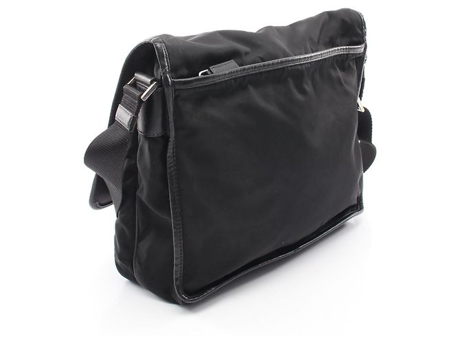 PRADA Schultertasche aus Nylon und Saffiano-Leder Schwarz - Ansicht 2