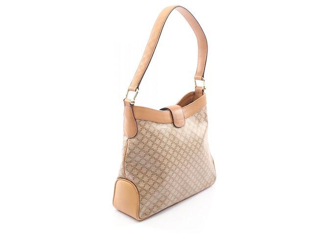 Céline Borsa a tracolla Celine Triomphe in tela rivestita Marrone Beige - vista 2
