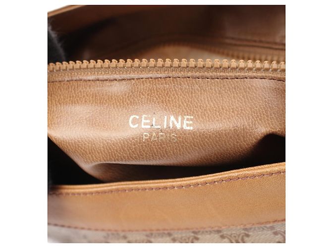 Céline Borsa a tracolla Celine Triomphe in tela rivestita Marrone Beige - vista 4