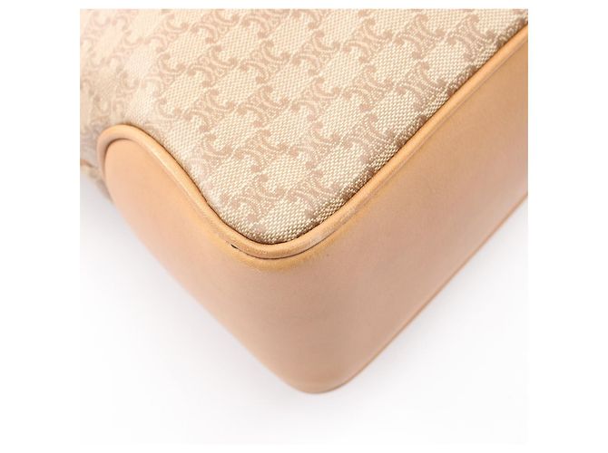 Céline Borsa a tracolla Celine Triomphe in tela rivestita Marrone Beige - vista 7