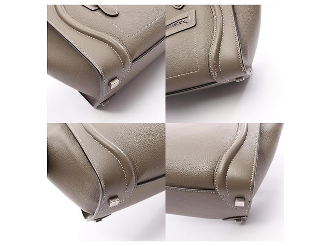 Céline Borsa a mano CELINE Luggage Micro Shopper in pelle Marrone Beige - vista 10