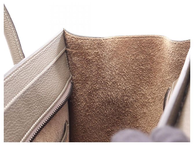 Céline Borsa a mano CELINE Luggage Micro Shopper in pelle Marrone Beige - vista 5