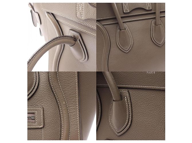 Céline Borsa a mano CELINE Luggage Micro Shopper in pelle Marrone Beige - vista 9