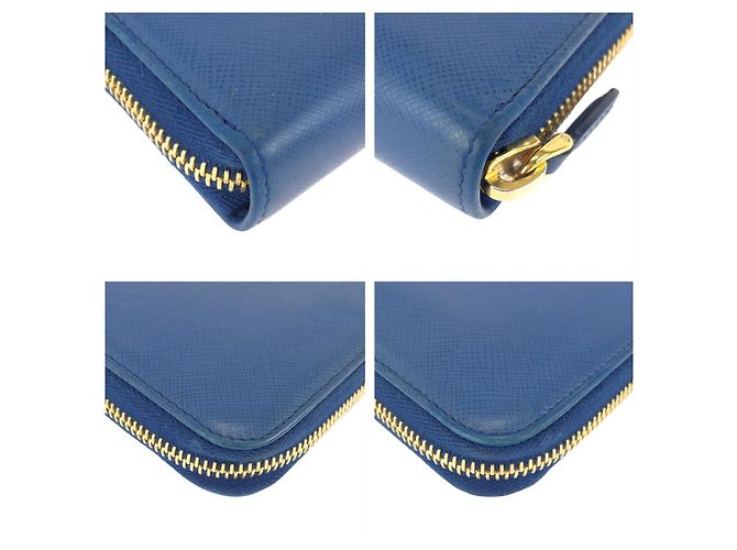 Portafoglio lungo in pelle Saffiano blu Prada - vista 4